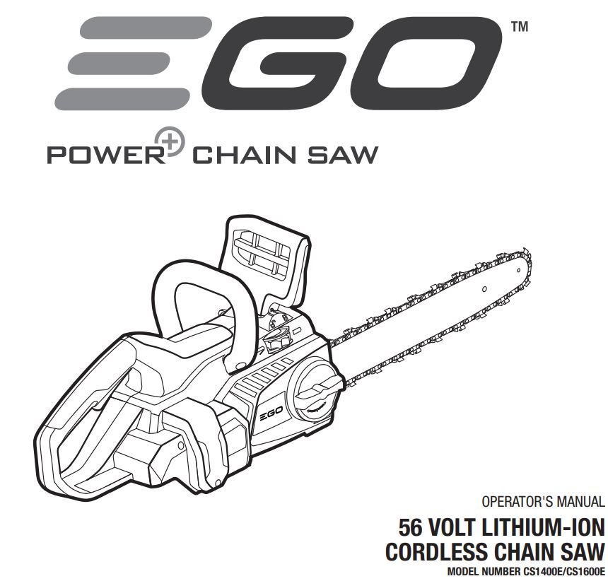EGO CS1400E 56 Volt Lithium-Ion Cordless Chain Saw Manual