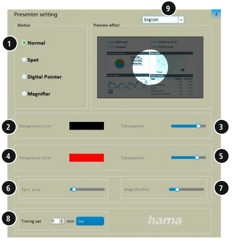Hama Wireless Laser Presenter Spot-Pointer 8 in1 User Manual - Software functions