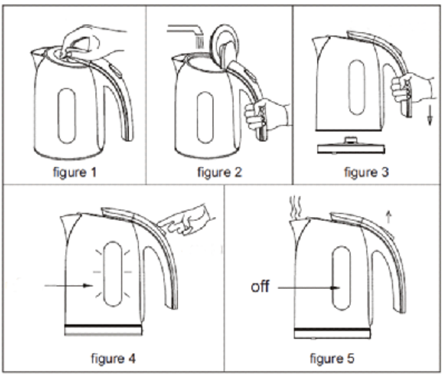 Hkoenig 1.7 L stainless steel kettle User Manual - Figure. 1,2,3,4,5