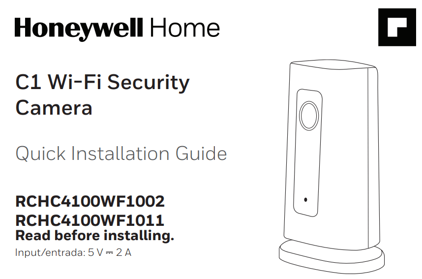 Honeywell Home C1 WIFI SECURITY CAMERA User Manual