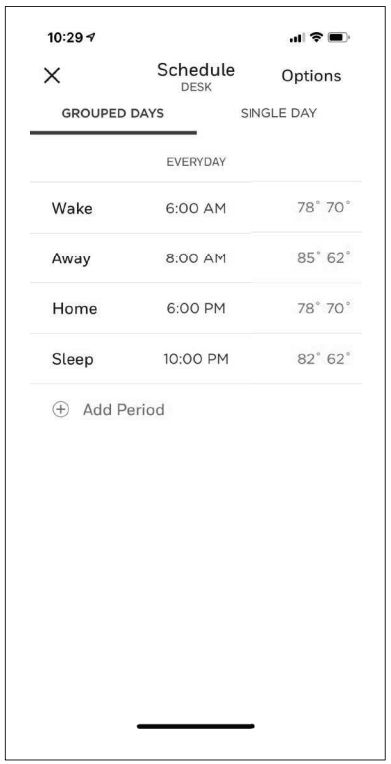 Honeywell Home T9 SMART THERMOSTAT WITH SENSOR User Manual - Scheduling through the app