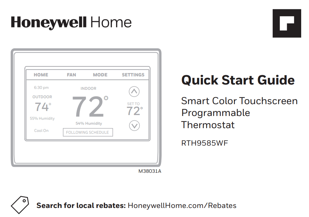 Honeywell Home WIFI COLOR TOUCHSCREEN THERMOSTAT User Manual