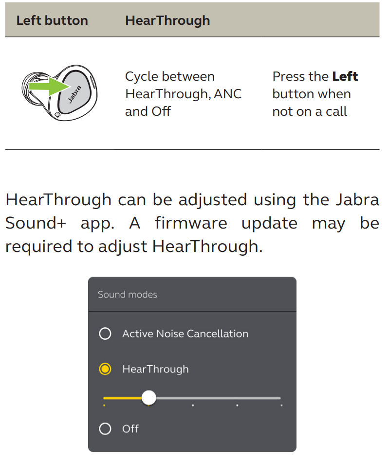 Jabra Elite 4 Active User Manual - HearThrough