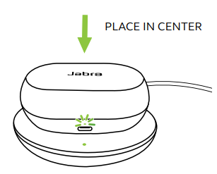 Jabra Elite 7 Pro - Titanium Black User Manuals - Charging the charging case using the Jabra wireless charging pad