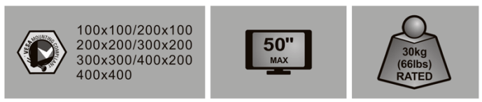 Kogan Tilt Extendable Full Motion Wall Mount for 26 - 50 TVs User Manual - Weight