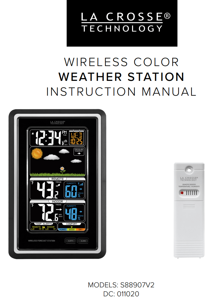 La Crosse S88907V2 Wireless Color Weather Station User Manual
