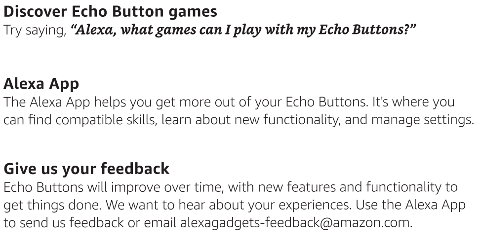Alexa Gadgets Echo Buttons Quick Start Guide - Getting started with Echo Buttons