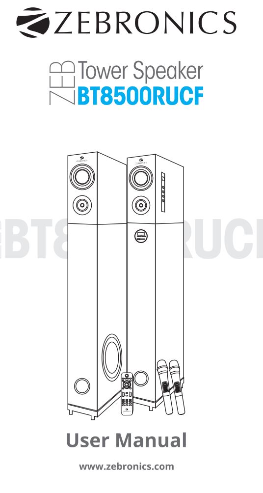 ZEBRONICS ZEB-BT8500RUCF Tower Speaker User Manual