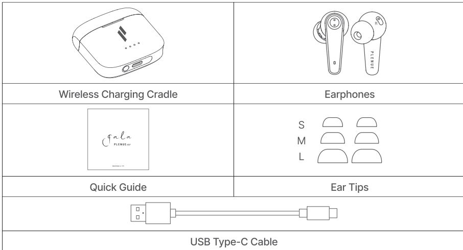 COWON Gala PLENUE Ear User Guide - Package Components