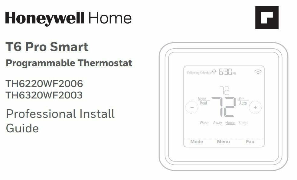 Honeywell T6 Pro Installation User Manual