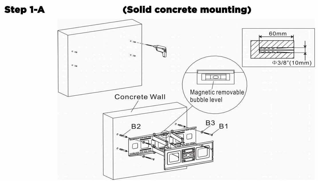 Kogan Tilt Extendable Full Motion Wall Mount for 32 - 75 TVs User Manual - Mounting