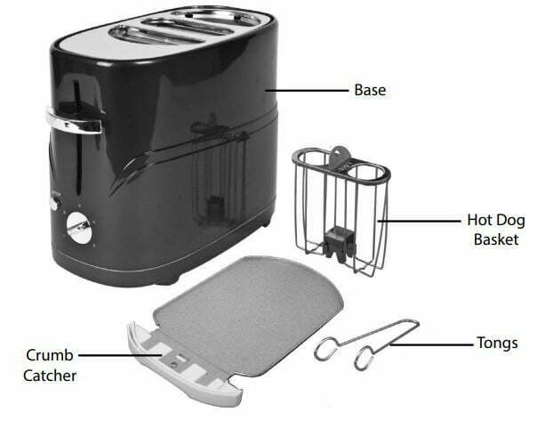 NOSTALGIA NRHDT2 Pop-Up Hot Dog Toaster Instruction Manual - PARTS