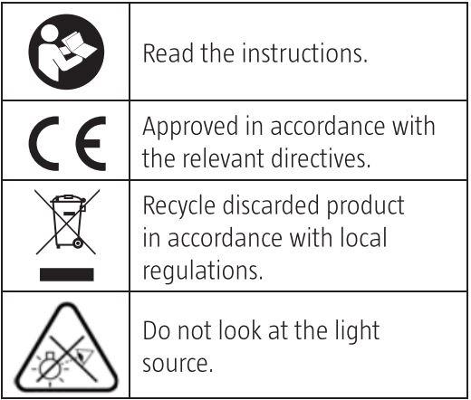 anslut 018278 Head Lamp User Manual - Symbols