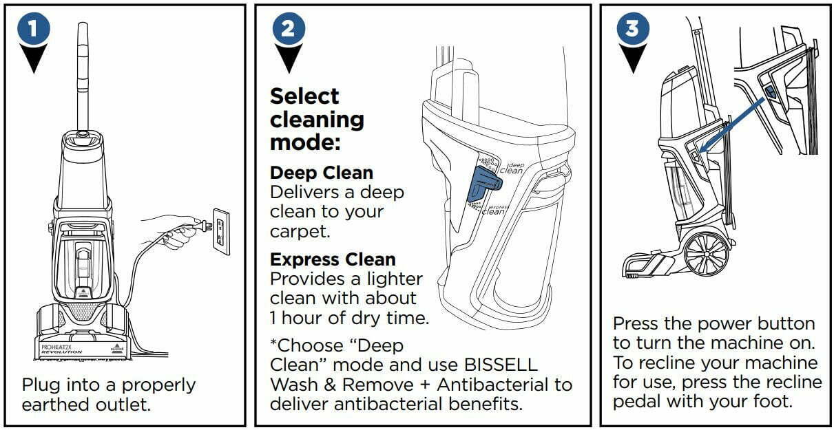 Bissell 1858 SERIES PROHEAT 2X REVOLUTION Deep Cleaner User Manual - Cleaning Your Carpet