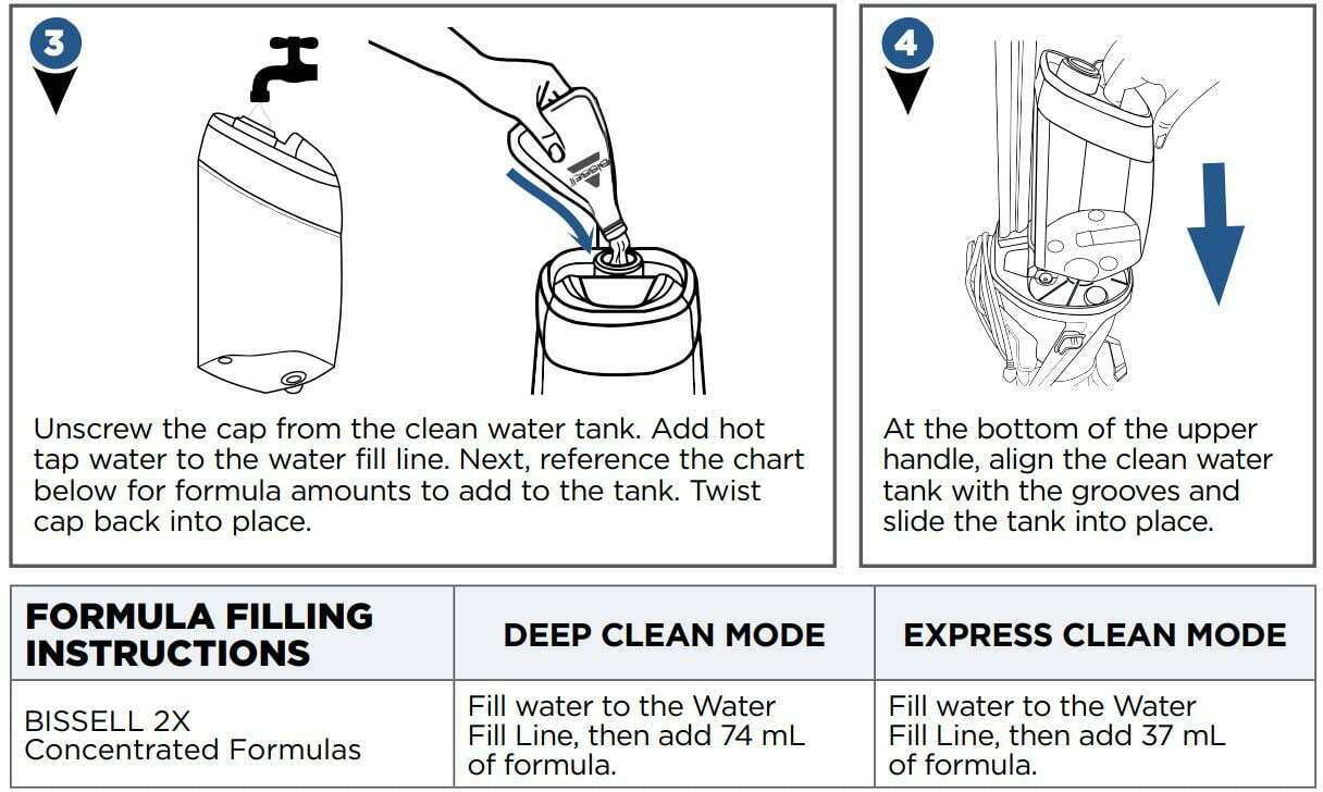 Bissell 1858 SERIES PROHEAT 2X REVOLUTION Deep Cleaner User Manual - Filling Your Clean Water Tank