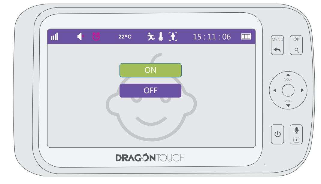 Dragon Touch DT50 Baby Monitor User Manual - Choose “ON”, when the camera detect the movement