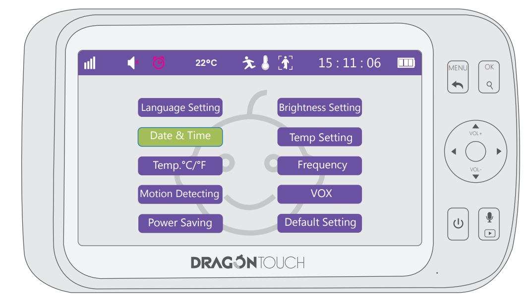 Dragon Touch DT50 Baby Monitor User Manual - Date & Time