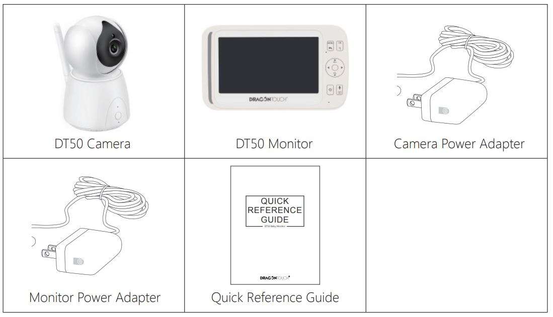 Dragon Touch DT50 Baby Monitor User Manual - PACKING LIST