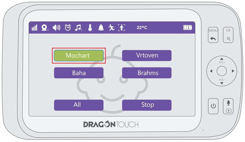 Dragon Touch DT50 Baby Monitor User Manual - internal lullaby to Soothe your baby