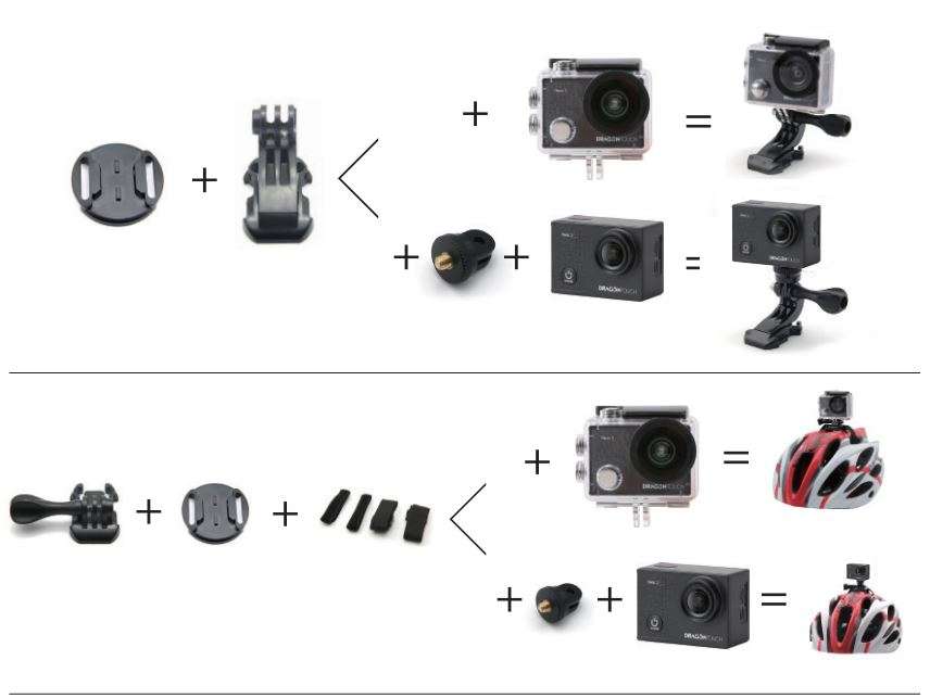 Dragon Touch Vision 3 pro 4K Action Camera User Manual - MOUNTING YOUR CAMERA
