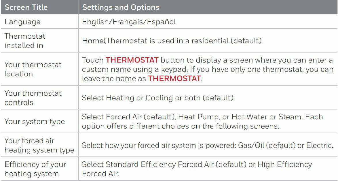 Honeywell Home WIFI 9000 COLOR TOUCHSCREEN THERMOSTAT User Manual - Changing System Setup