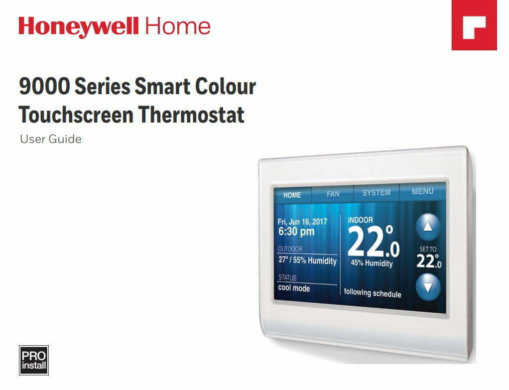 Honeywell Home WIFI 9000 COLOR TOUCHSCREEN THERMOSTAT User Manual