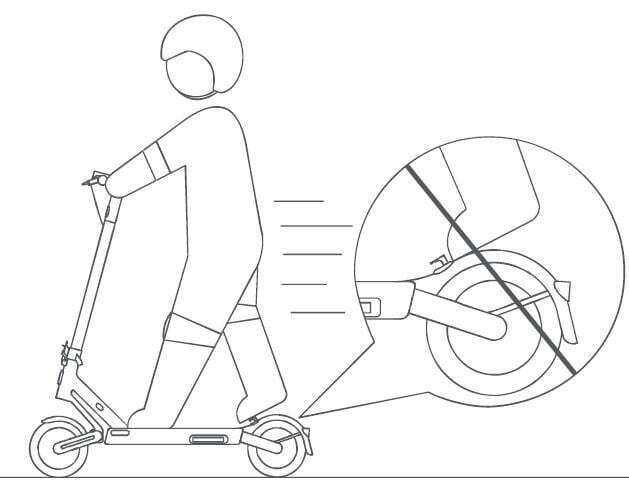 NAVEE S65 Electric Scooter User Manual - Do not keep your feet on the rear mudguard
