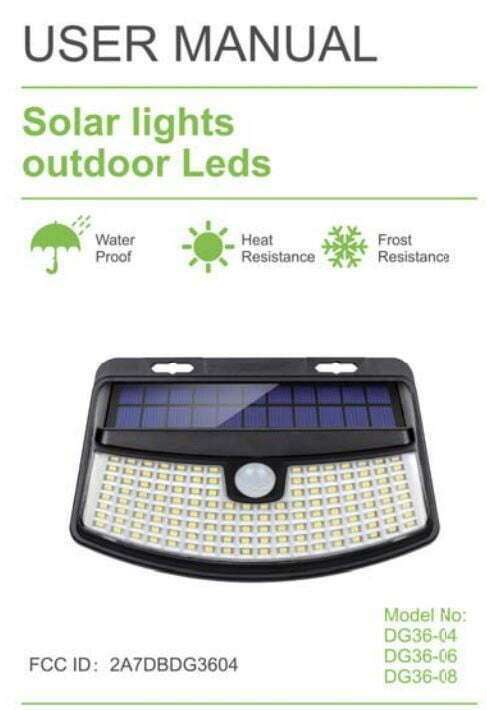 Sears DG36-04 Solar Lights Outdoor LEDs User Manual