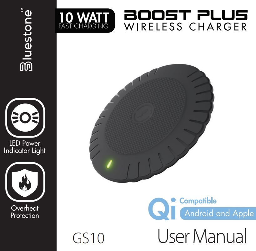 Smtek group GS10 Boost Plus Wireless Charger User Manual
