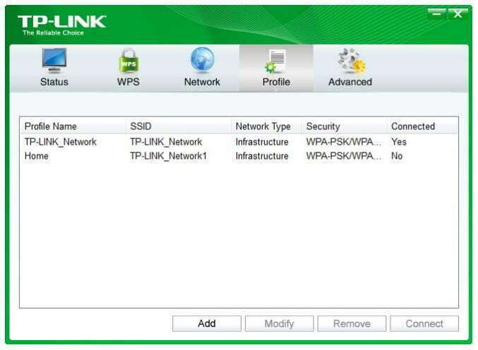TP-Link TL-WN823N 300Mbps Mini Wireless N USB Adapter User Manual - The Profile screen lets you save and manage different
