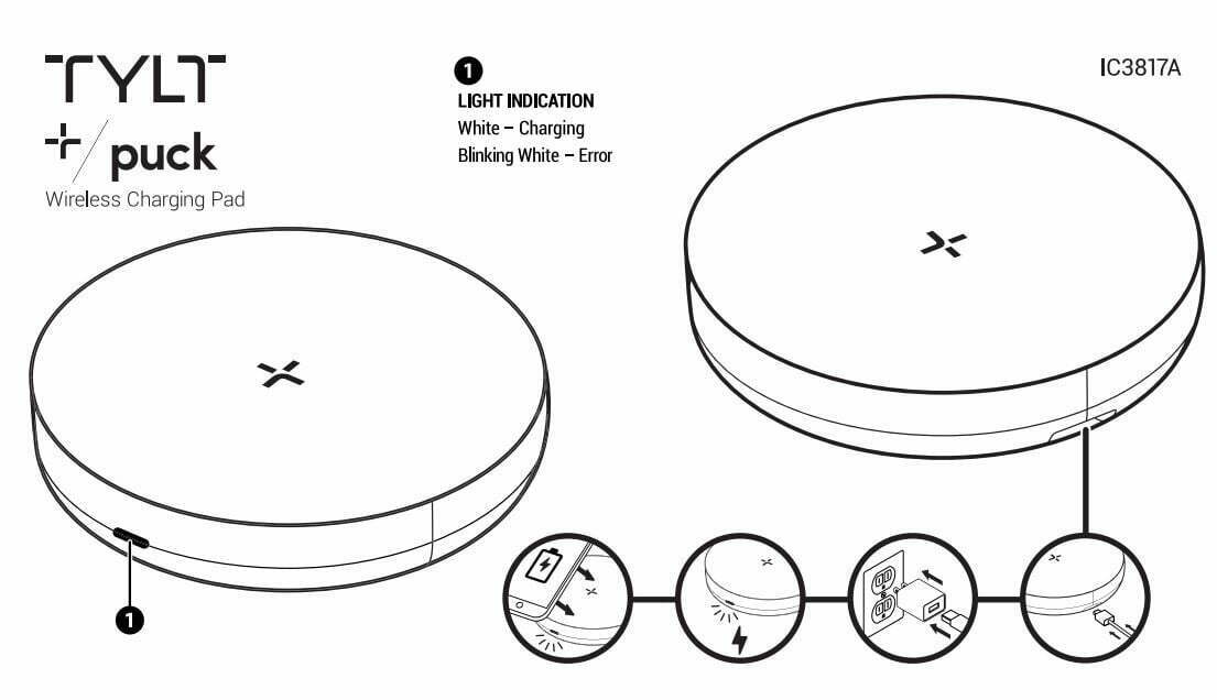 TYLT Puck IC3817A Wireless Charging Pad User Manual