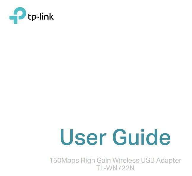 Tp-Link TL-WN722N 150Mbps High Gain Wireless USB Adapter User Manual