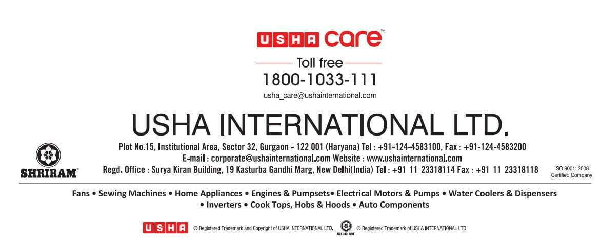 USHA FH423 812T Heat Convector with Instant Heating Feature User Manual - Address