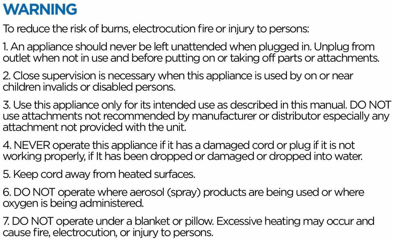 Vellax SM-101D 3D Neck and Shoulder Massager User Manual - Important Safeguards