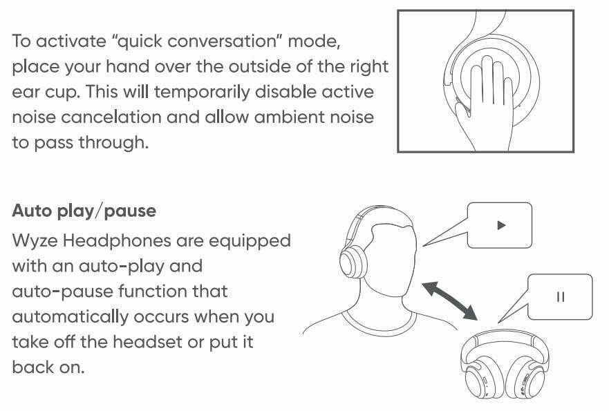 Wyze Labs WNCH1 Bluetooth Wyze Headphones User Manual - Quick Conversation