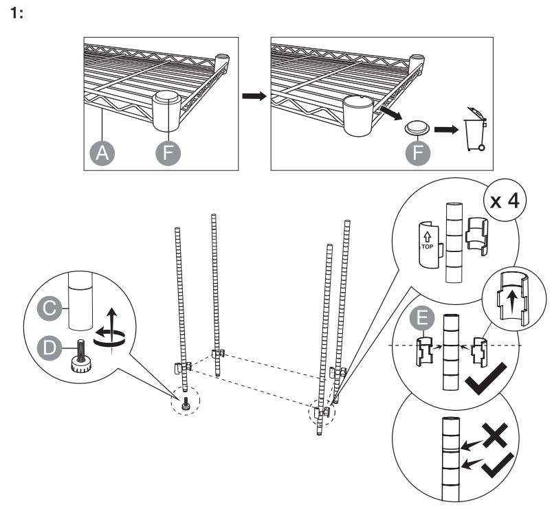 Amazon Basics 3-Shelf Adjustable User Manual - Assembly 1