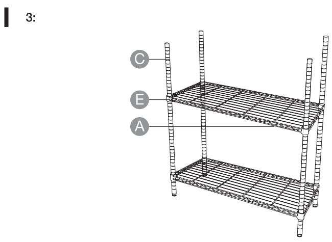 Amazon Basics 3-Shelf Adjustable User Manual - Assembly 3