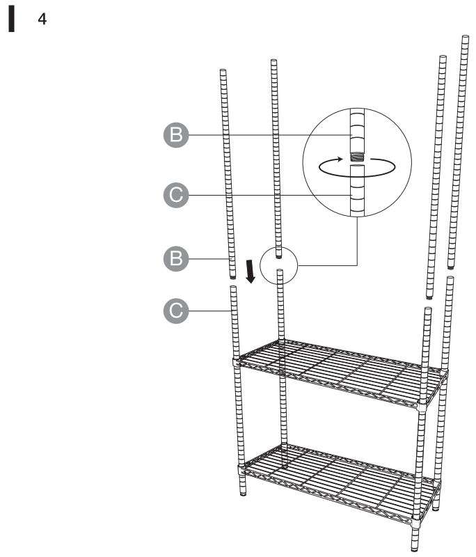 Amazon Basics 3-Shelf Adjustable User Manual - Assembly 4