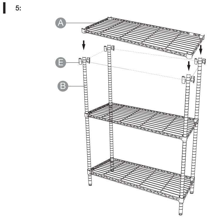 Amazon Basics 3-Shelf Adjustable User Manual - Assembly 5