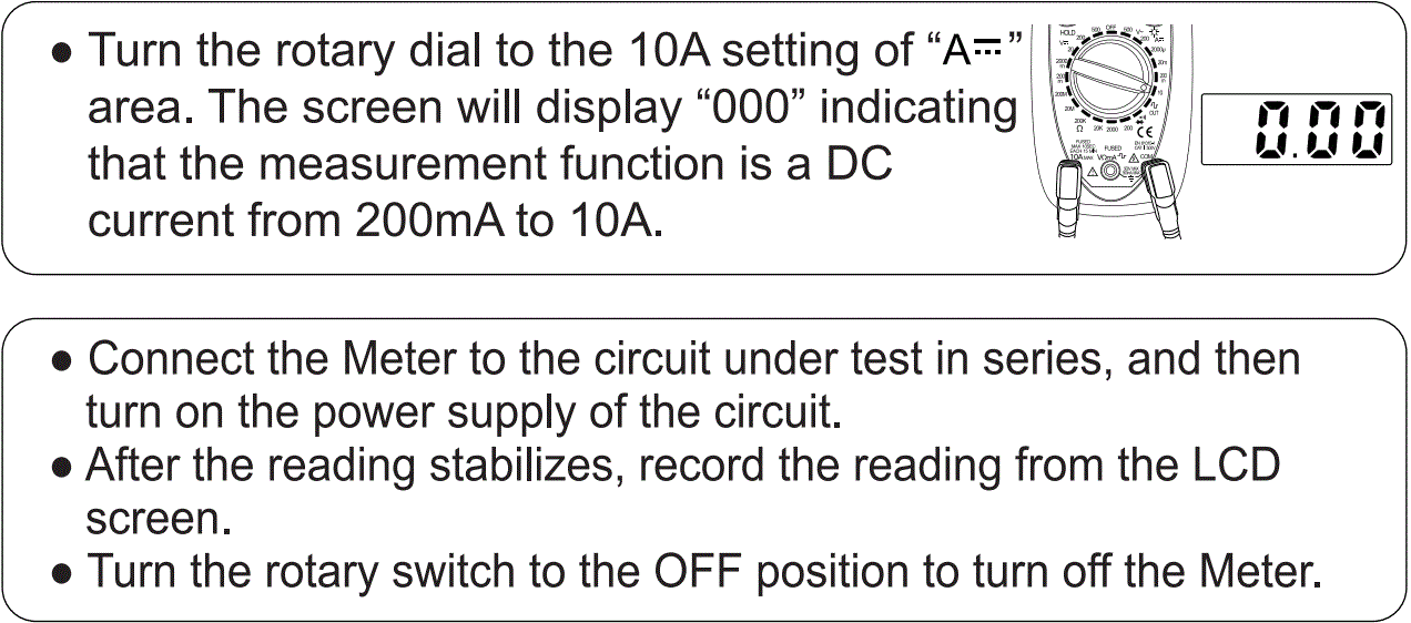 AstroAI Multimeter 2000 Counts Digital Multimeter with DC AC Voltmeter and Ohm Volt Amp Tester User Manual - Measuring DC Current