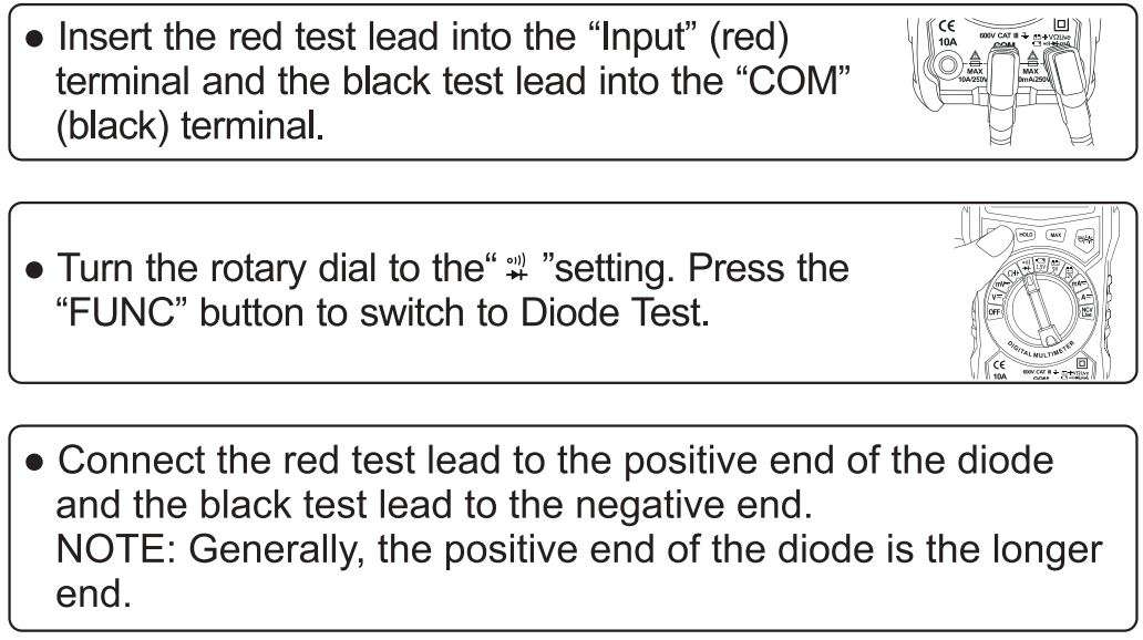 AstroAI RMS 4000 Count Digital Multimeter User Manual - Diode Test