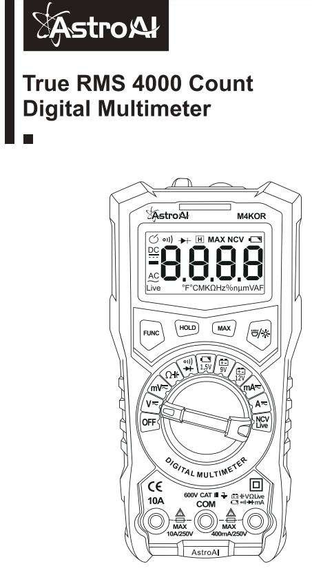 AstroAI RMS 4000 Count Digital Multimeter User Manual