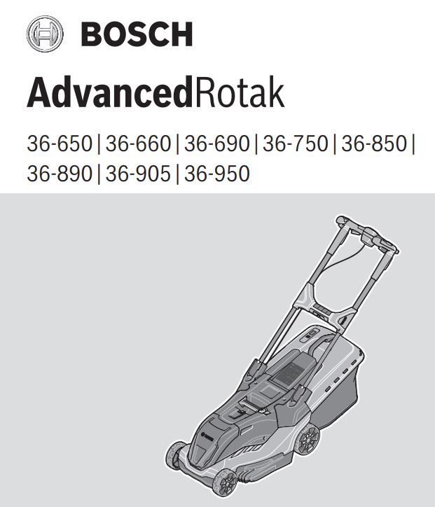 BOSCH AdvancedRotak 36-650 Electric Lawn Mower Instruction Manual