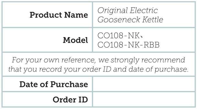 COSORI Electric CO108-Nk Gooseneck Kettle User Manual - Warranty Information