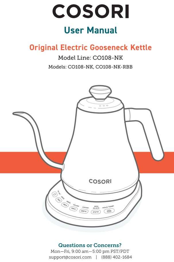 COSORI Electric CO108-Nk Gooseneck Kettle User Manual