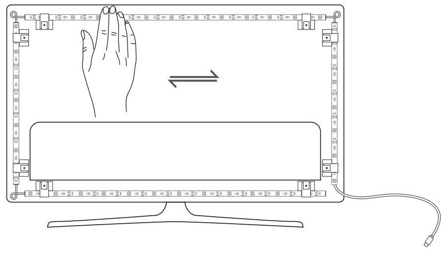 Govee H6199 RGBIC TV Backlight User Manual - Stick the strip lights to the back of the TV