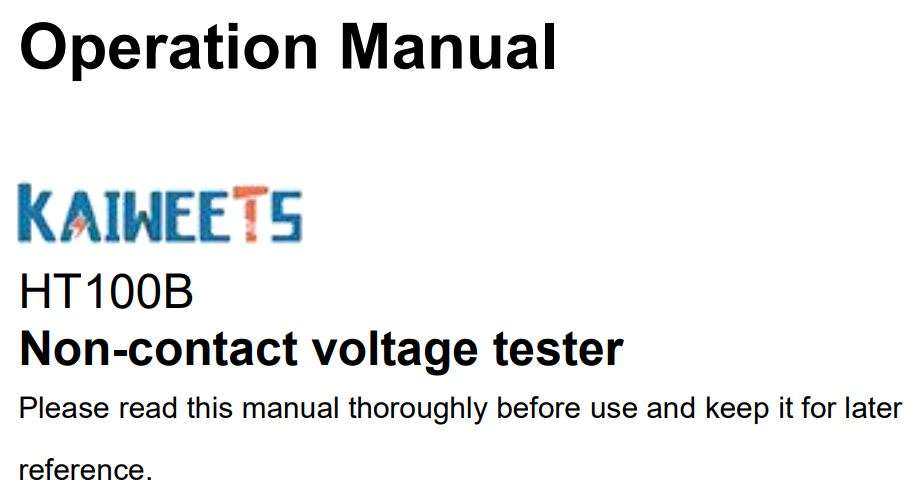 KAIWEETS HT100B Voltage Tester User Manual
