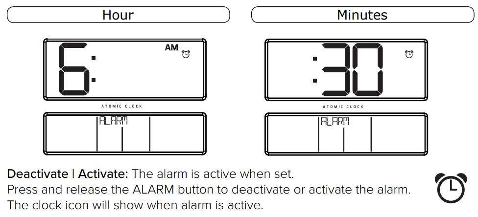 LA Crosse Technology 513-1417CHV2 Atomic Digital Wall Clock User Manual - Time Alarm