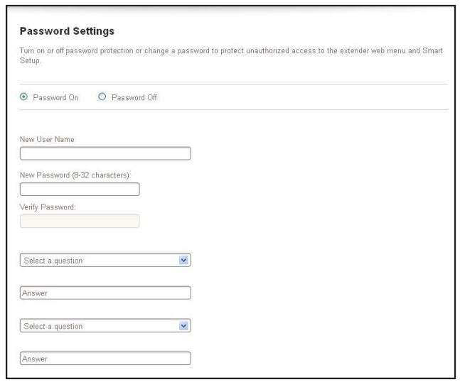 NETGEAR AC750 Wi-Fi Range Extender EX3700 User Manual - Select Settings Password Settings