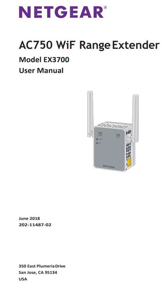 NETGEAR AC750 Wi-Fi Range Extender EX3700 User Manual